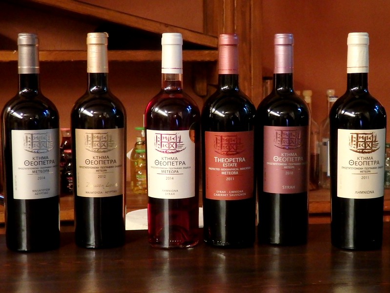 Sampling white, red, and rose wine in the Tsilili winery in Meteora, Greece 