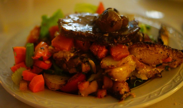 Shabbat dinner at Abraham Hostel Jerusalem, Israel with a plate loaded full of healthy dishes and a true feast of feasts 