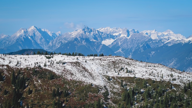 Snow capped Austrian Alps during the autumn season Snow capped Austrian Alps during the autumn season