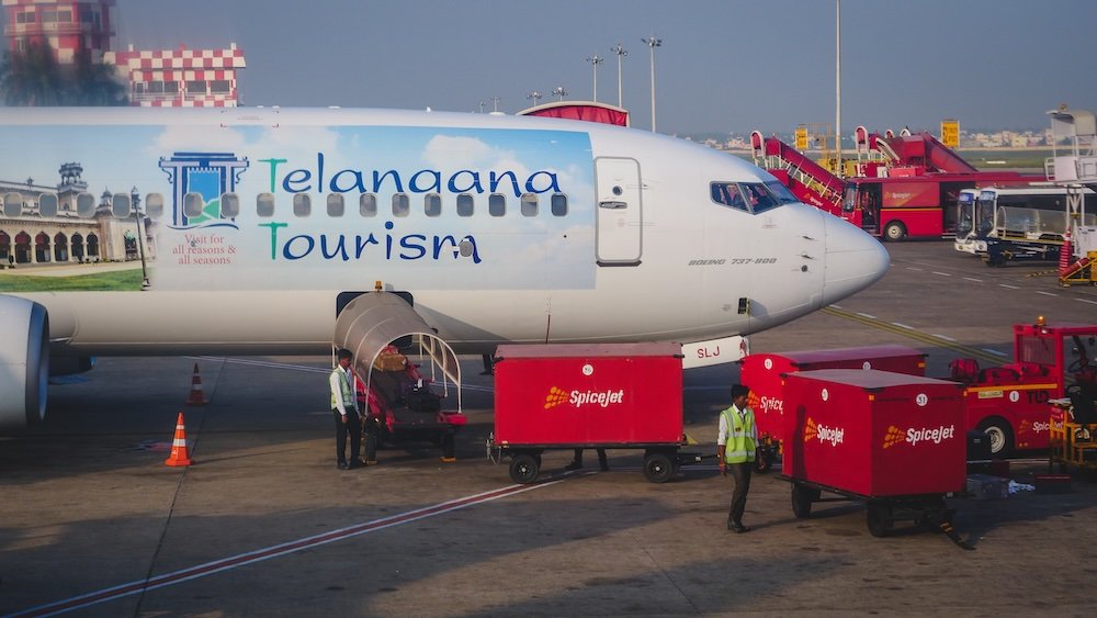 Spicejet Telanaana tourism airplane in India 