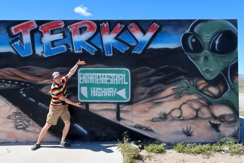 Stopping at ET Fresh Jerky for beef jerky on the Extraterrestrial Highway in Nevada