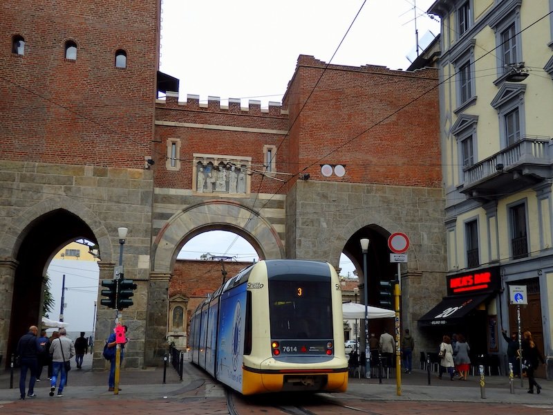 Street car tram ride in Milan, Italy as public transportation to get around Milan, Lombardy, Italy Street car tram ride in Milan, Italy as public transportation to get around Milan, Lombardy, Italy