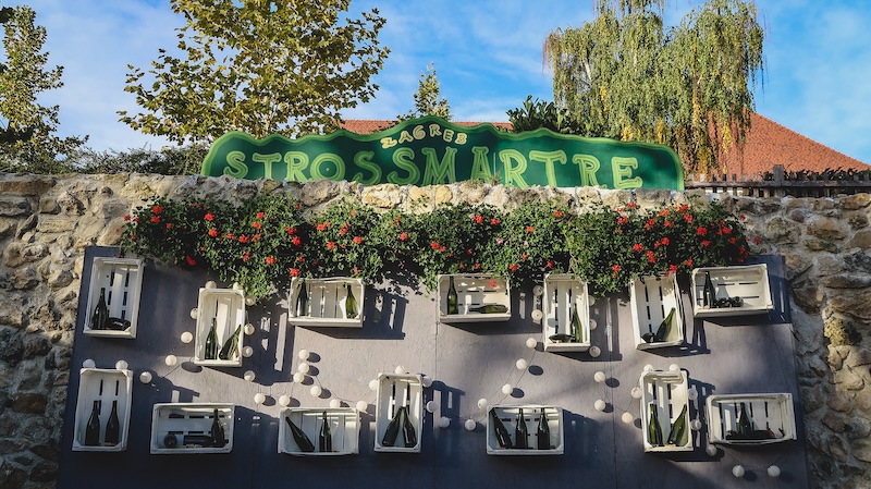 Strossmarte wine display in Zagreb, Croatia 