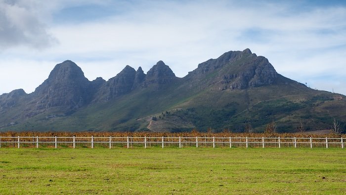 Stunning mountain ranges in Stellenbosch, South Africa 