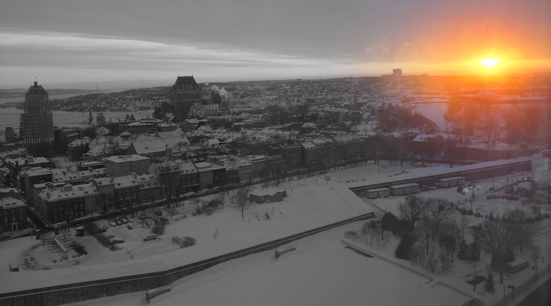 Sunrise Quebec City views from our hotel room during winter Sunrise Quebec City views from our hotel room during winter