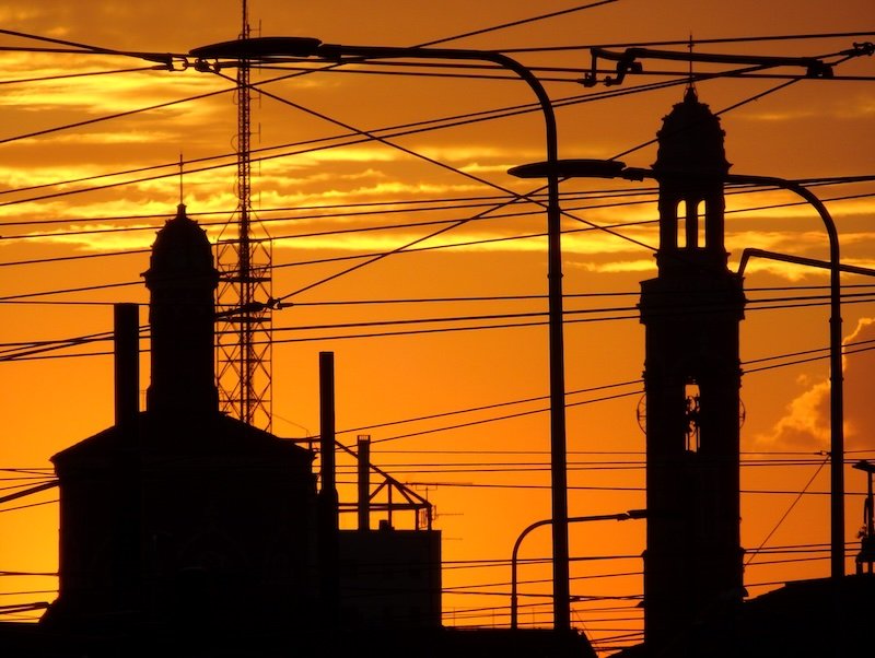 Sunset silhouette views in Milan, Italy Sunset silhouette views in Milan, Italy