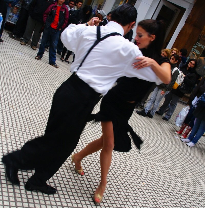 Tango performance on the streets of Buenos Aires where culture, dance and art collide in Argentina 