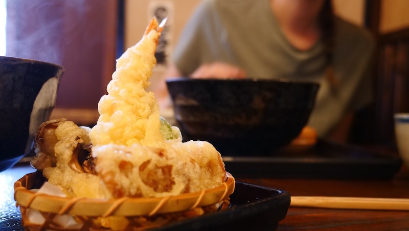 Tempura for lunch whilst visiting Mt Takao in Japan 