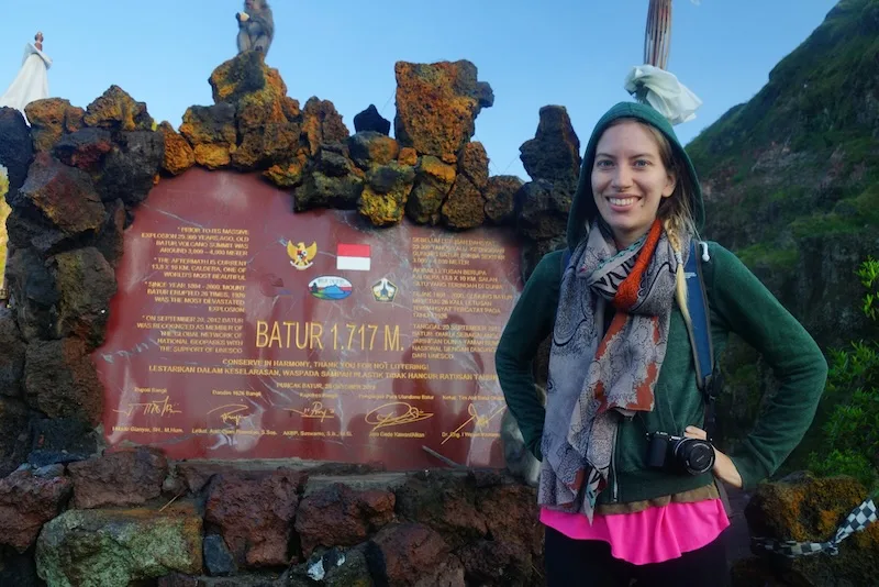 That Backpacker Audrey Bergner all smiles after climbing Mount Batur in Bali, Indonesia 