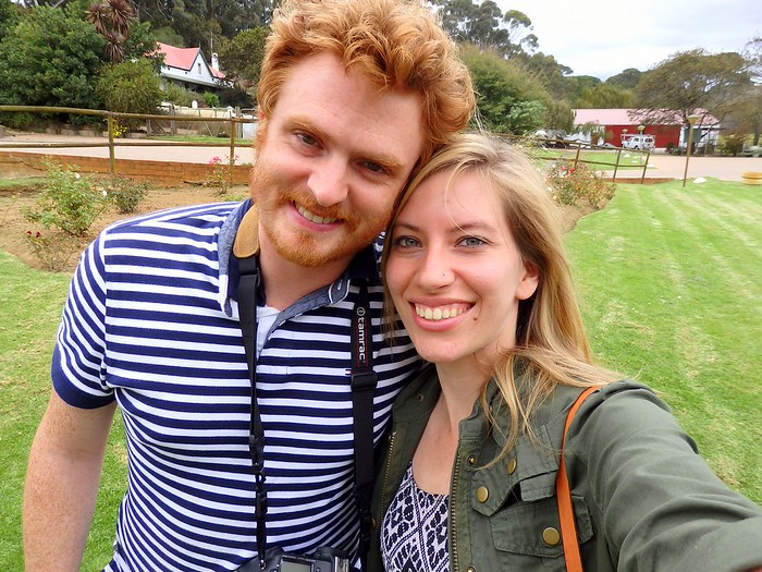 That Backpacker Audrey Bergner and Nomadic Samuel are vineyard hopping and very happy touring in Stellenbosch, South Africa 