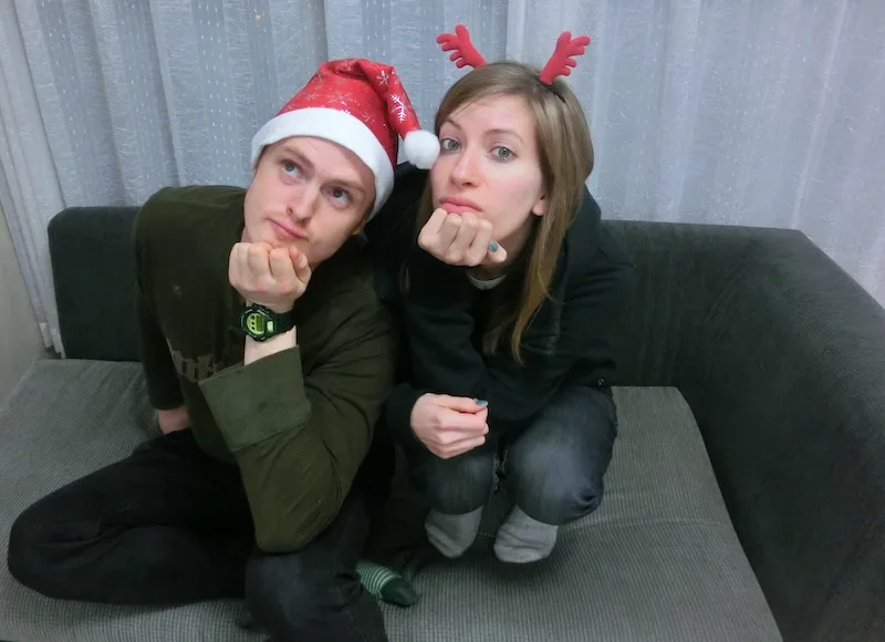 That Backpacker Audrey Bergner and Nomadic Samuel at Audrey's apartment for Christmas in Korea 