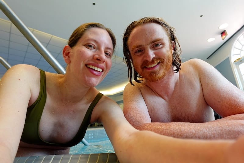 That Backpacker Audrey Bergner and Nomadic Samuel splurging on a fancy hotel stay with a pool 