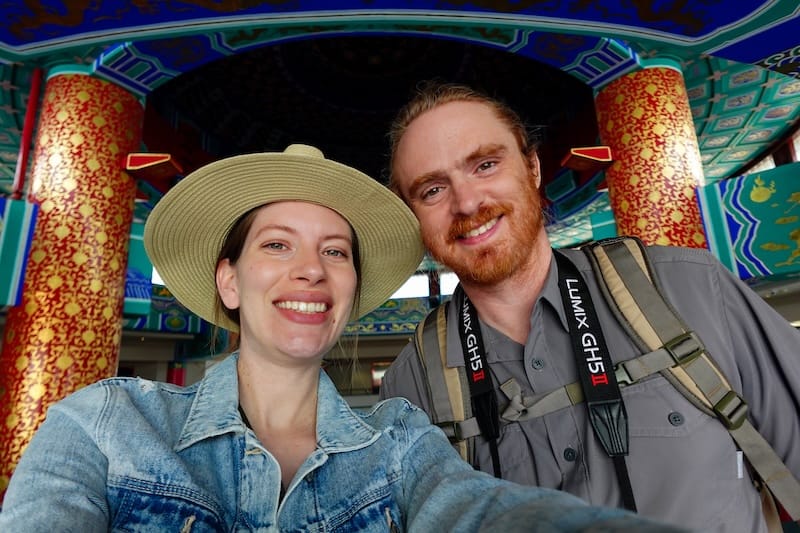 That Backpacker Audrey Bergner and Nomadic Samuel traveling together in Calgary, Alberta, Canada 