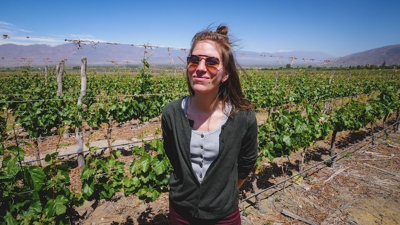 That Backpacker Audrey Bergner enjoying a wine tour at Bodega Piattelli in Cafayate on a Salta day trip in Argentina 