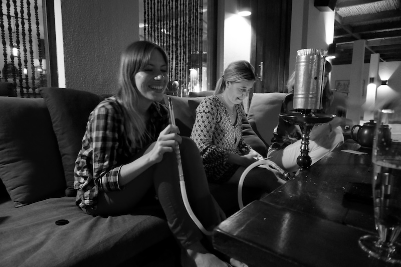That Backpacker Audrey Bergner enjoying shisha at the cave bar in Petra, Jordan 