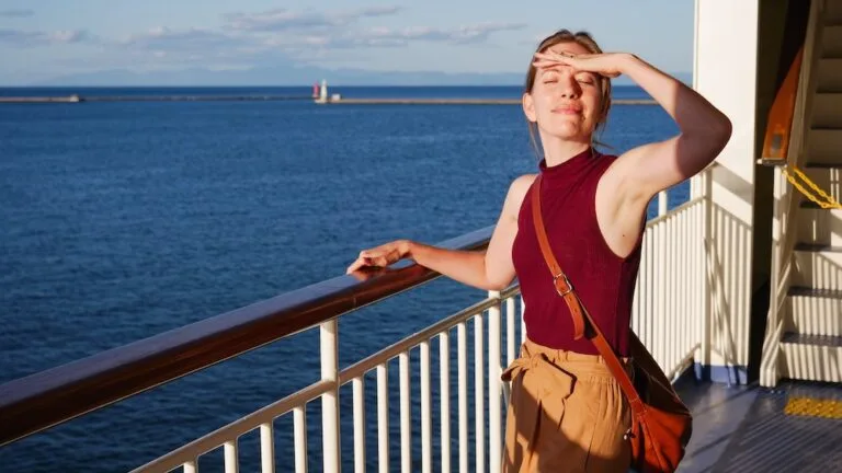 That Backpacker Audrey Bergner enjoying warm weather on a Japanese ferry ride from Otaru to Niigata, Japan That Backpacker Audrey Bergner enjoying warm weather on a Japanese ferry ride from Otaru to Niigata, Japan