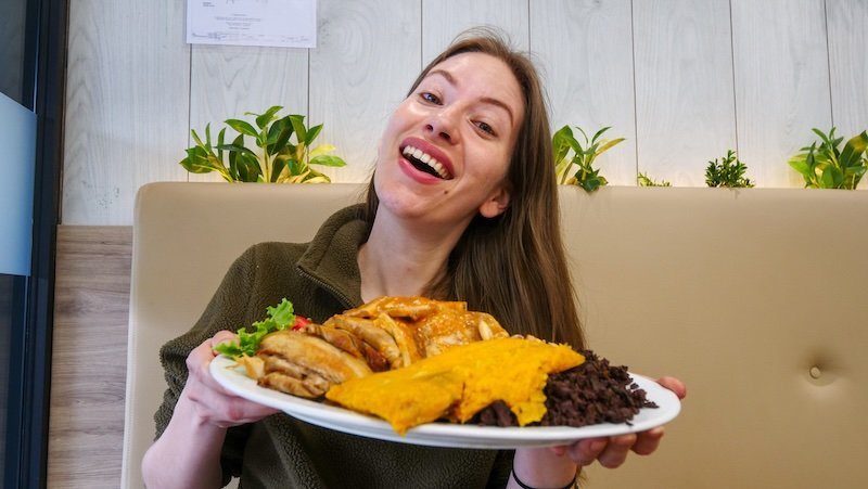 That Backpacker Audrey Bergner filming her complete traditional breakfast in Lima, Peru 