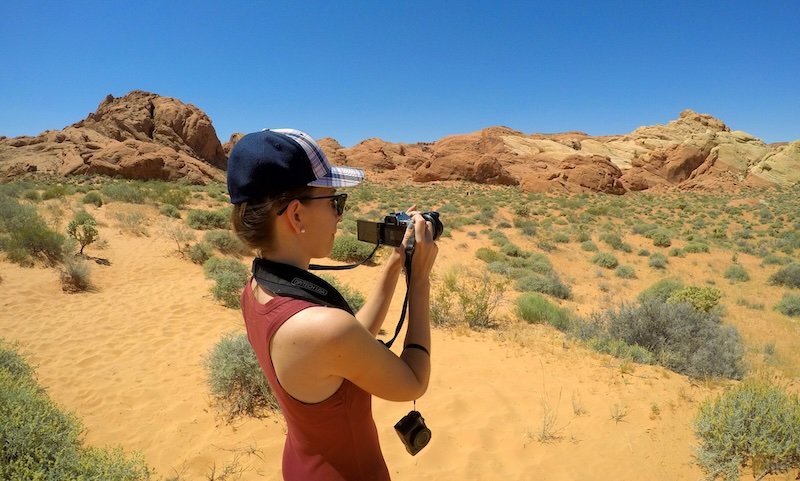 That Backpacker Audrey Bergner filming YouTube videos in Nevada, USA 