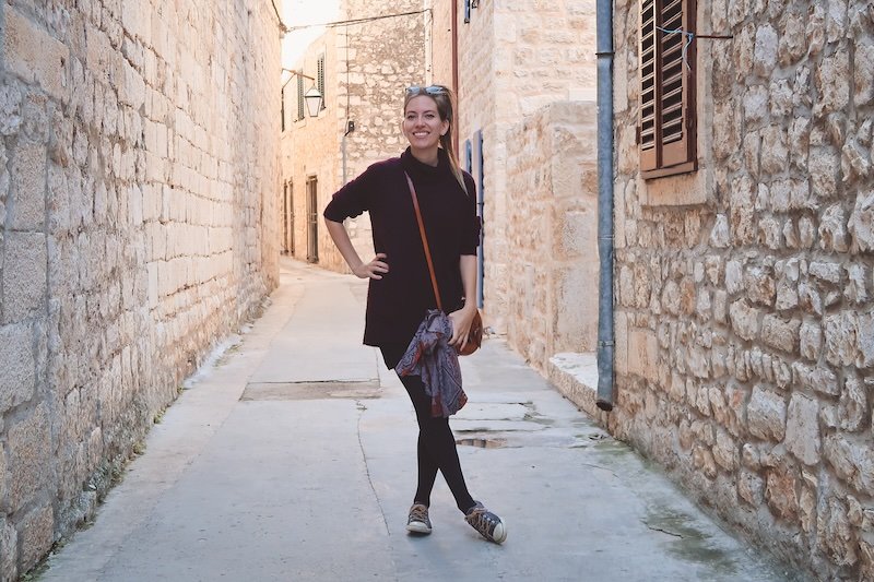 That Backpacker Audrey Bergner looking the part visiting Hvar in Croatia during autumn season in Europe That Backpacker Audrey Bergner looking the part visiting Hvar in Croatia during autumn season in Europe
