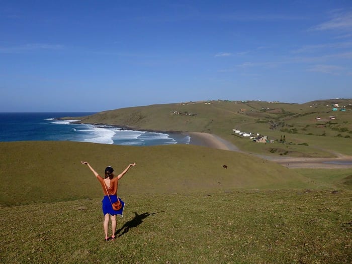 That Backpacker Audrey Bergner loving the wide open views at Lubanzi, Wild Coast, South Africa
