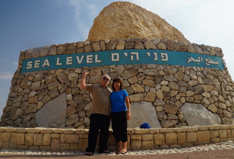 That Backpacker Audrey Bergner's Mom and Dad presenting the Dead Sea Entrance in Israel 