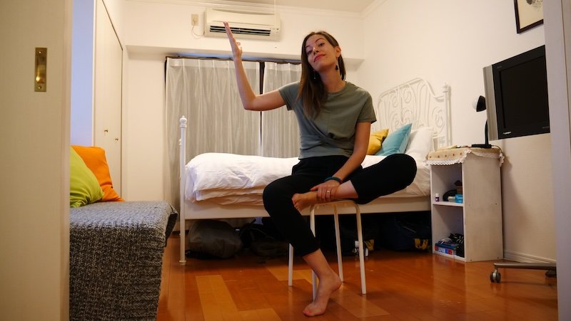 That Backpacker Audrey Bergner presenting our room in Osaka, Japan 