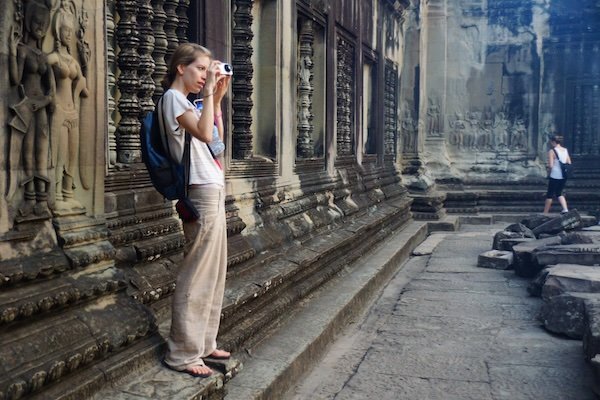 That Backpacker Audrey Bergner taking photos whilst visiting the Temples of Angkor in Cambodia 
