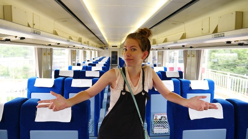 That Backpacker Audrey Bergner taking the train to Takayama, Kapan 