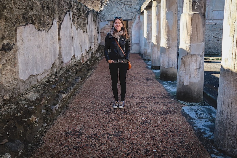 That Backpacker Audrey Bergner thrilled to be visiting Pompeii on a day trip tour in Italy 
