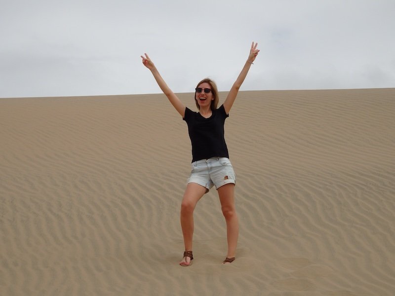 That Backpacker Audrey Bergner thrilled to be visiting the Huacachina desert in Peru 