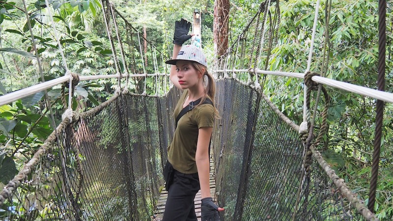 That Backpacker Audrey Bergner using up all of her courage points at the Amazon Jungle treehouse experience 