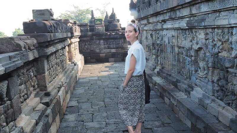 That Backpacker Audrey Bergner visiting temples in SE Asia such as those in Indonesia 