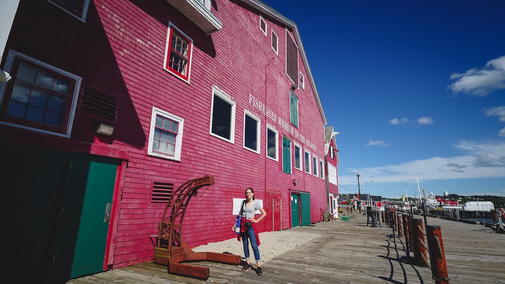 That Backpacker Audrey Bergner visiting the fishery museum in Lunenburg, Nova Scotia 