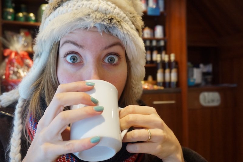 That Backpacker Audrey Bergner warming up with a warm cup of hot chocolate in Quebec City in the thick of winter That Backpacker Audrey Bergner warming up with a warm cup of hot chocolate in Quebec City in the thick of winter