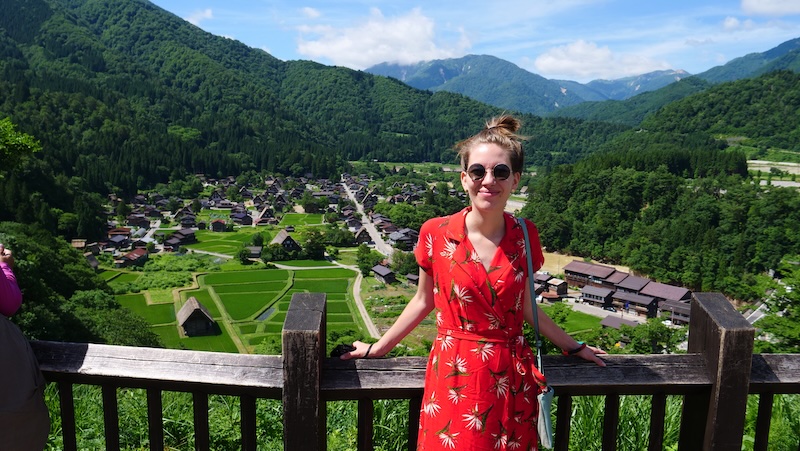 That Backpacker Audrey Bergner wearing sunglasses and a dress visiting Shirakawa Village in Japan on a day trip That Backpacker Audrey Bergner wearing sunglasses and a dress visiting Shirakawa Village in Japan on a day trip
