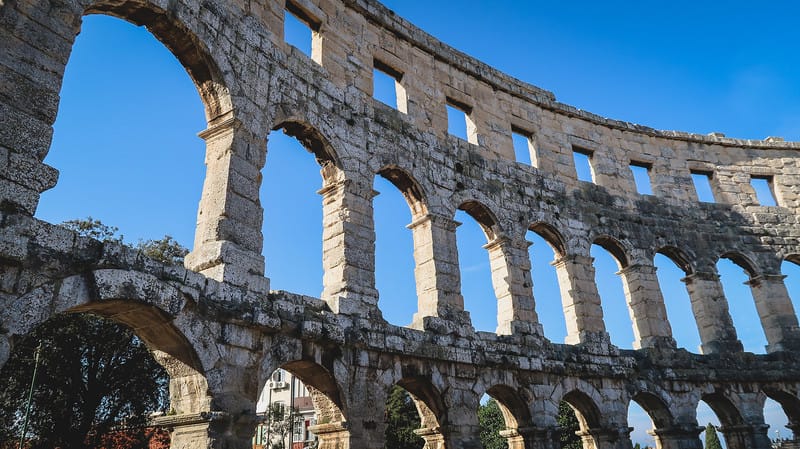 The arches of Pula Arena still stand today highlighting its macro details