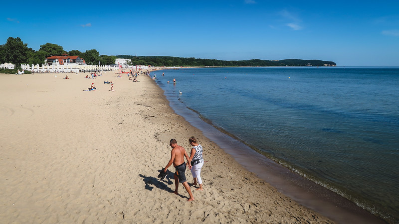 The beaches in Sopot aren't the warmest, but there's a nice stretch of sand to walk on with tourists enjoying it to the max in Poland