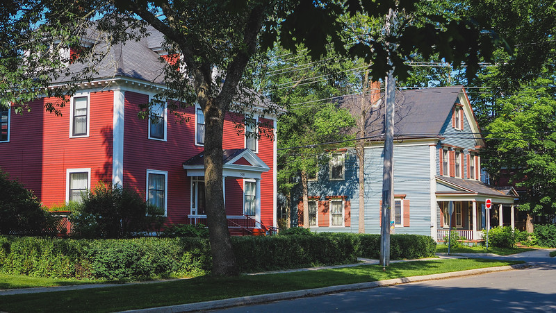 The beautiful homes in Fredericton featuring distinct colours and unique historical architectural designs unique to the region 