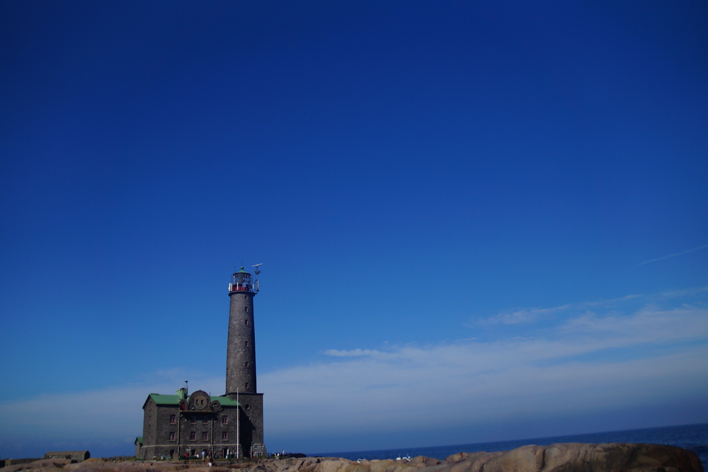 The Bengtskär Lighthouse located on a rocky outcrop out at sea in Kimitoön Archipelago of Finland