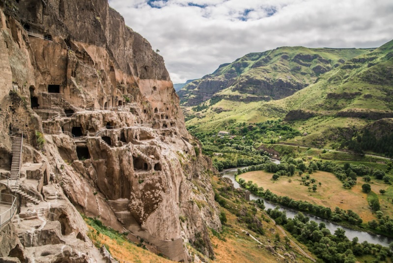 The cave dewllings of Vardzia in Georgia are a spectacular landmark