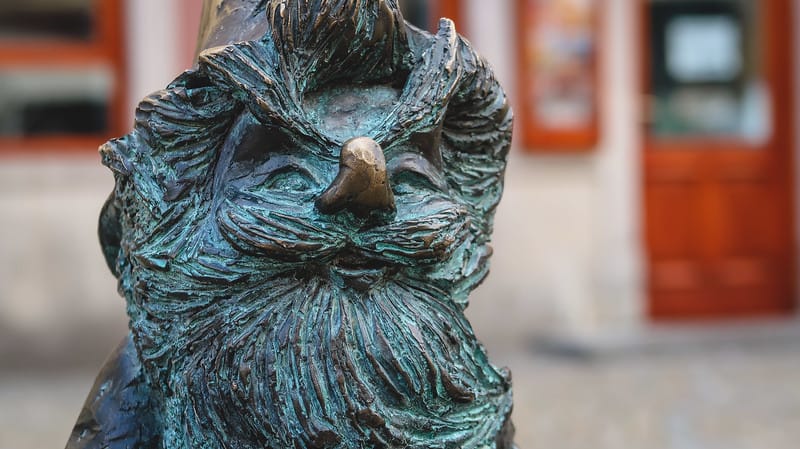 The famous Wroclaw Dwarves are scattered across the city with macro details in Poland The famous Wroclaw Dwarves are scattered across the city with macro details in Poland