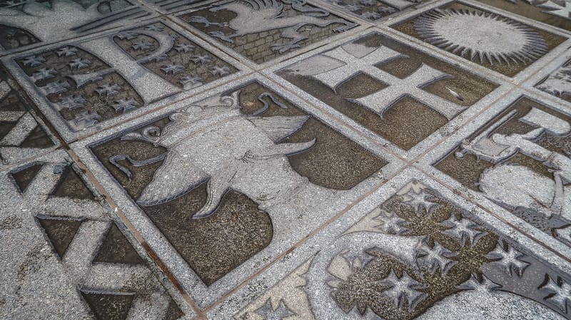 The floor inside Wawel Castle with all of its fascinating intricate details in Krakow, Poland The floor inside Wawel Castle with all of its fascinating intricate details in Krakow, Poland