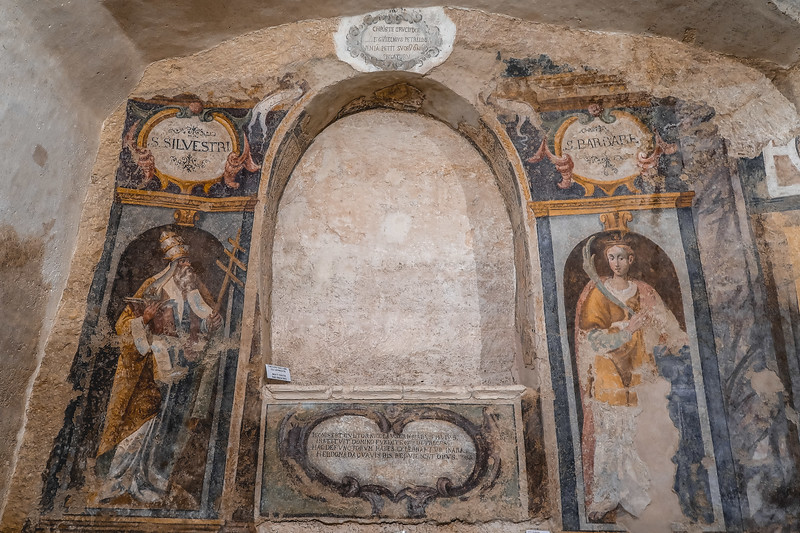 The frescoes inside Convento di Sant'Agostino in Matera, Italy with faded charm of a bygone era The frescoes inside Convento di Sant'Agostino in Matera, Italy with faded charm of a bygone era