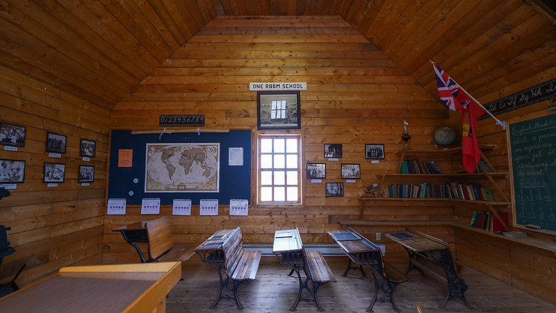 The interior of the one-room schoolhouse at the LeNoir Forge Museum in Cape Breton, Nova Scotia 