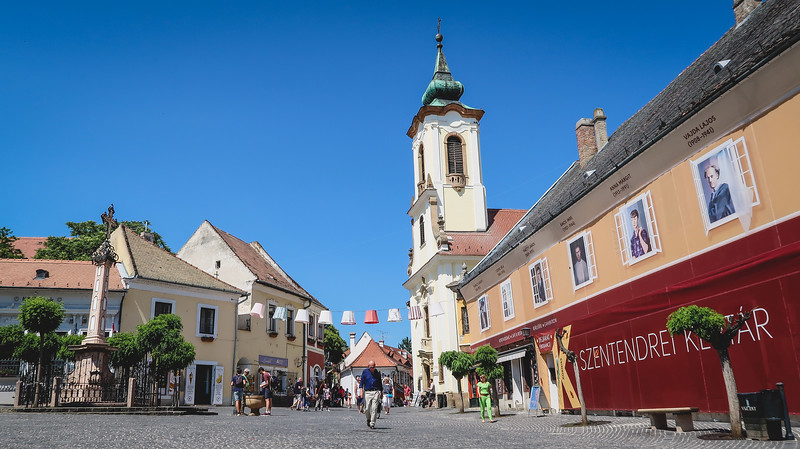 The main square in Szentendre with cathedral views in Hungary The main square in Szentendre with cathedral views in Hungary
