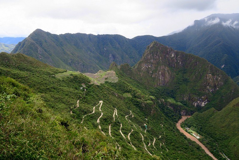 The meandering road leading up to Machu Picchu in Peru is best described as super serpentine and steep!