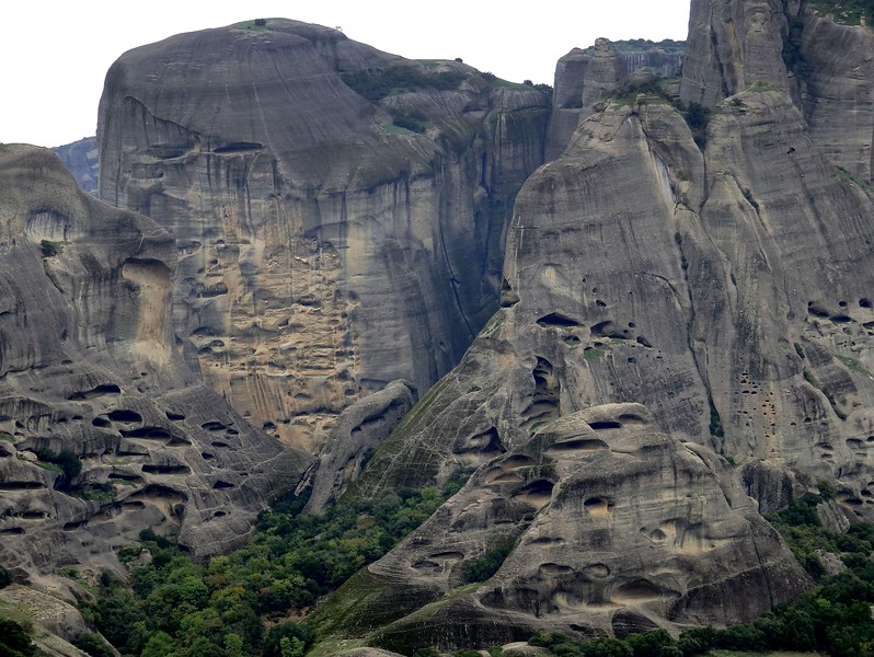 The Rock Towers in Meteora, Greece with distinct features