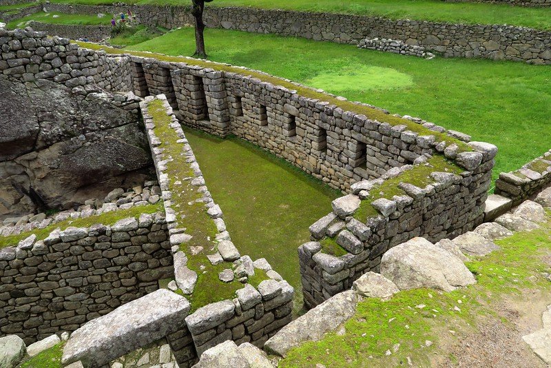 The ruins of Machu Picchu, Peru with intricate details of the walls and various maze like architectural features