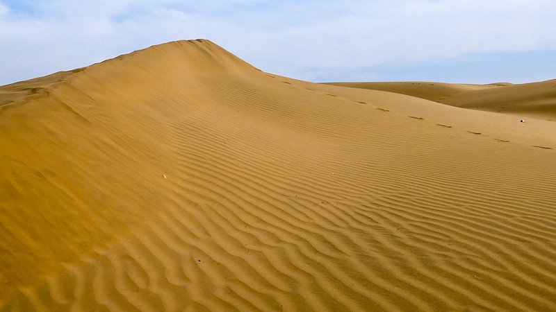 The sands of the Thar Desert just outside Jaisalmer with almost wave like formations from the blowing winds