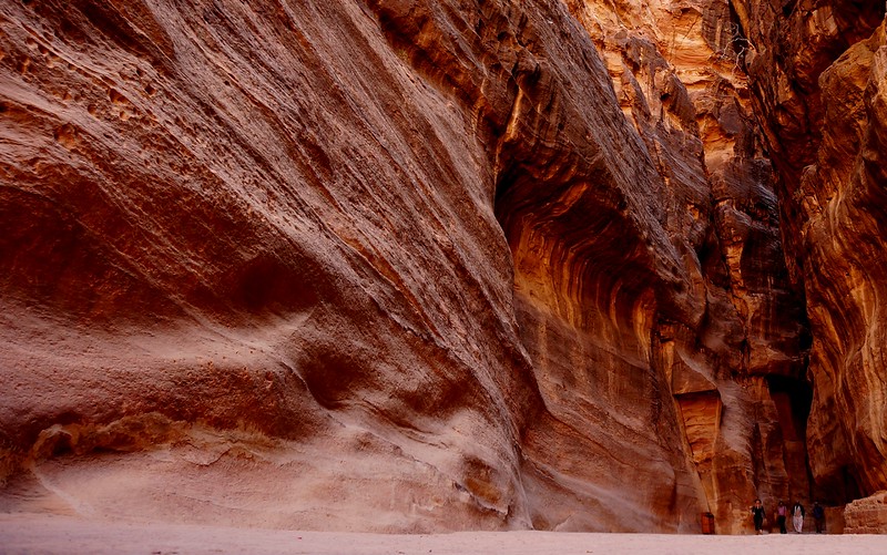The Siq in Petra, Jordan macro details of all of the unique geological formations that are natural and fascinating at the same time